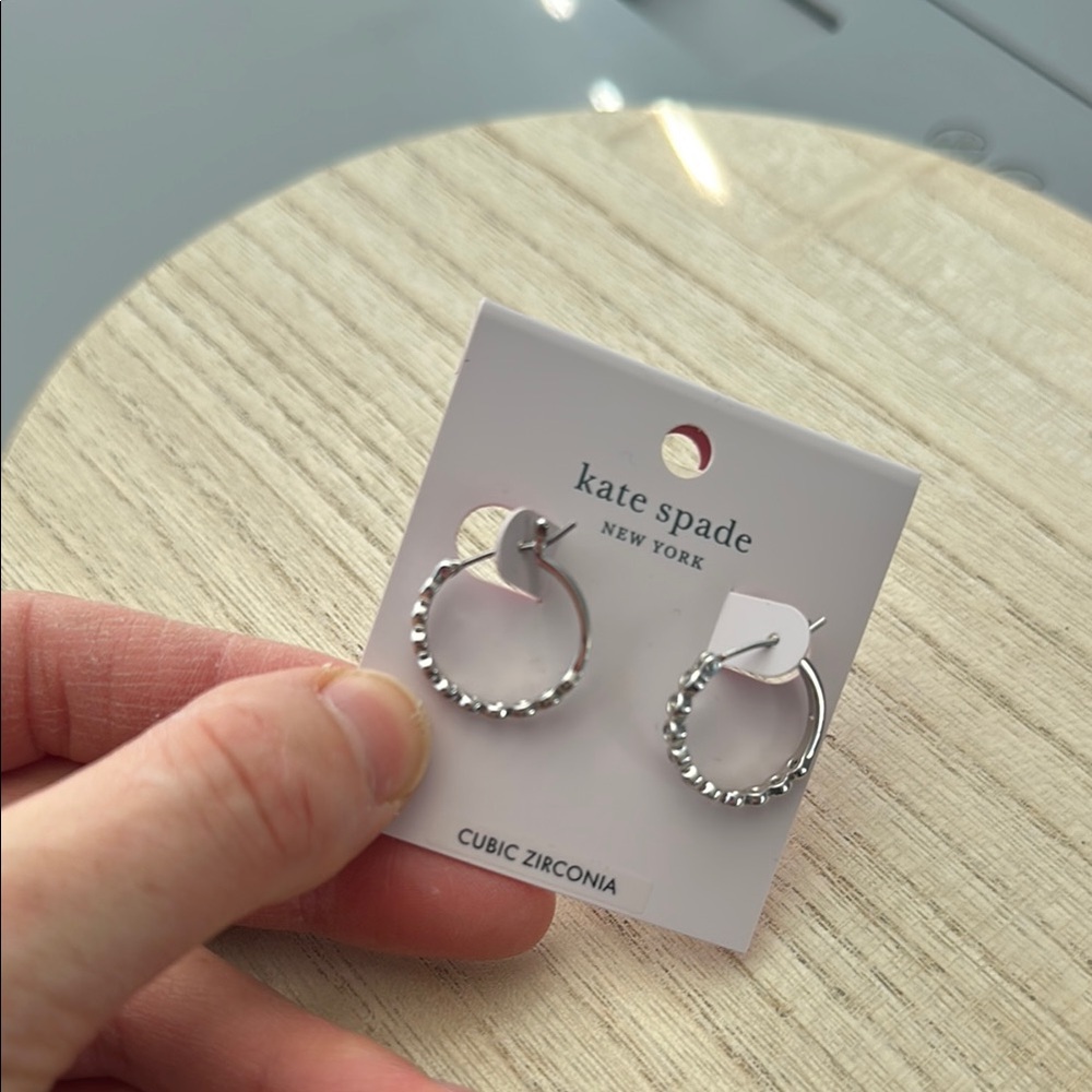 kate spade Kids Silver Cubic Zirconia Hoop Earrings